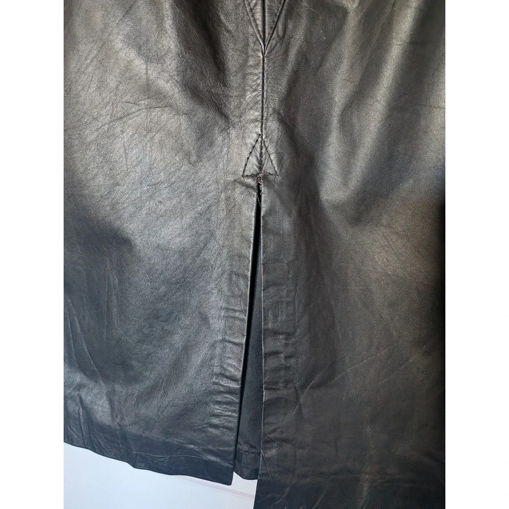 Winlit Vintage Ginuwine Leather pencil skirt 9/10 Black V front Rare 90's - Picture 8 of 10